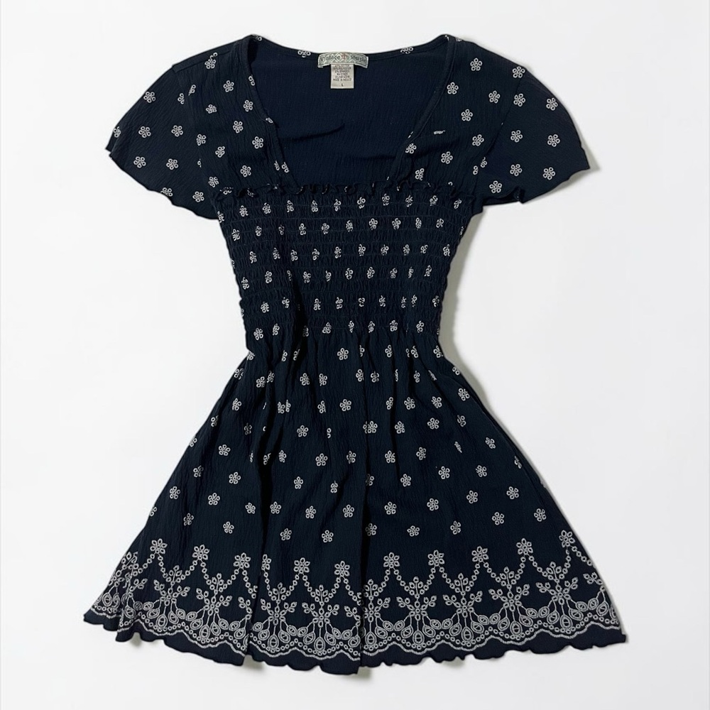 Y2K dark navy Polka dot babydoll peplum top